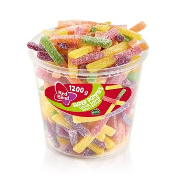 Red Band Super Pommes Supersauer sure frugtgummistænger med sukkerdrys